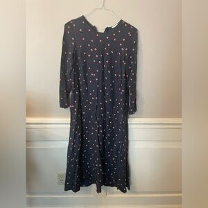 Women’s HM Navy Pink Floral Pattern Midi Long Maxi Dress Size 2 Small XS